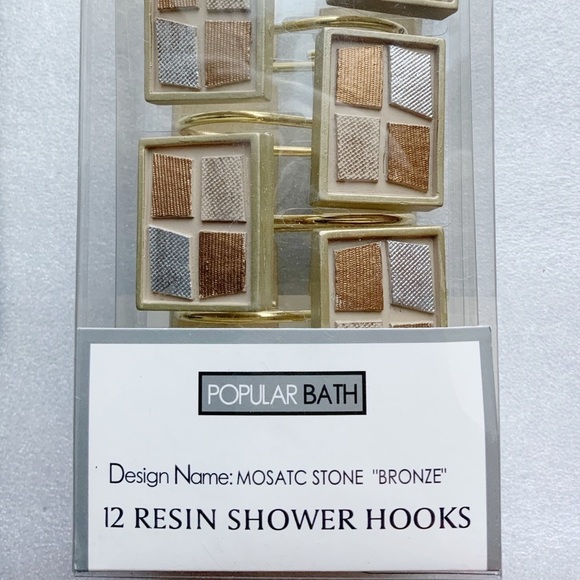 Mosaic Stone Bronze Shower Hooks Set of 12 - Picture 5 of 5